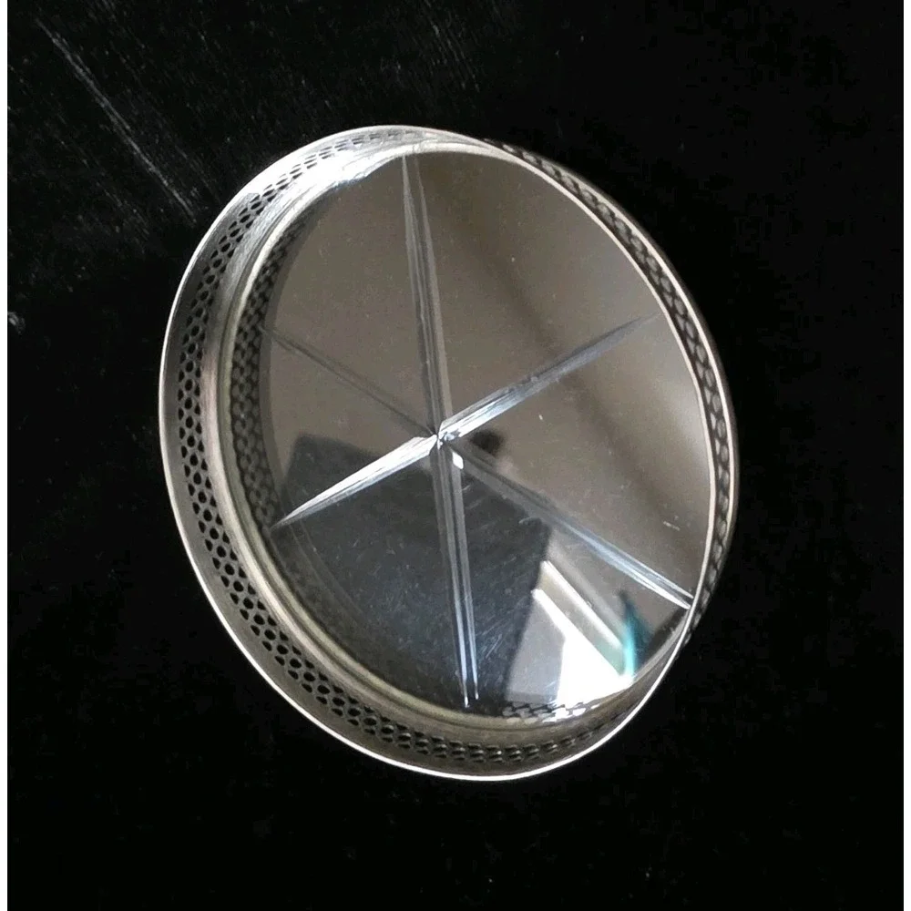 Set Of 2 Webster Sterling Silver Reticulated Cut Glass Starburst Coasters READ